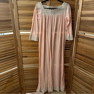 Vintage Christian Dior Full Length Pink Gown Lace Accents size Large